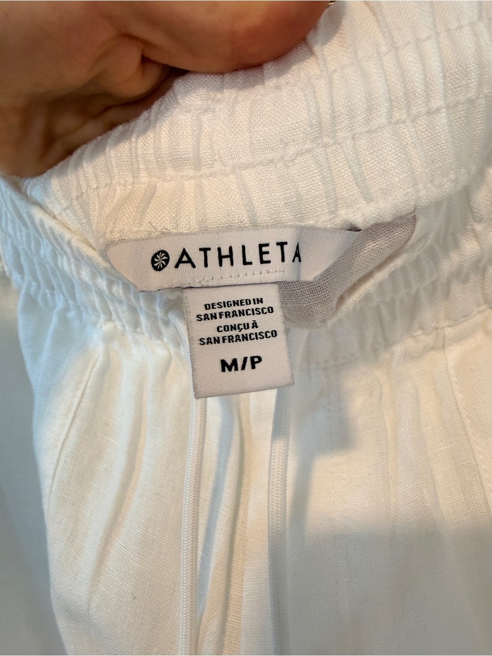 Athleta Retreat White Linen Wide Leg Pants M Petite NWOT - Picture 7 of 8